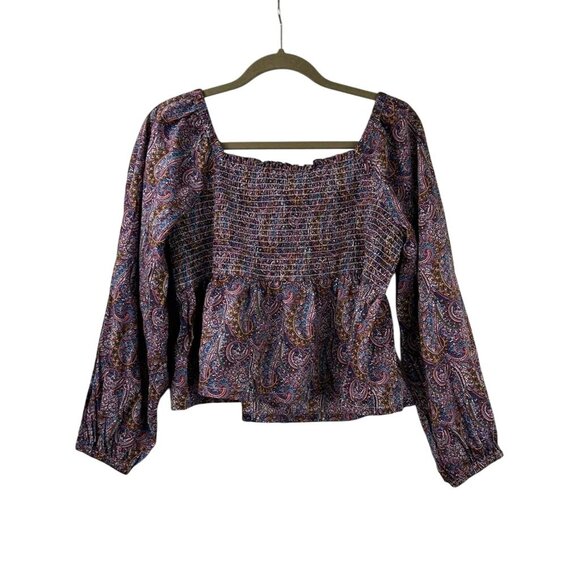 NWT J Crew Liberty Women's XXL Puff Sleeve Smocked Top Paisley Boho Blouse - Picture 3 of 15